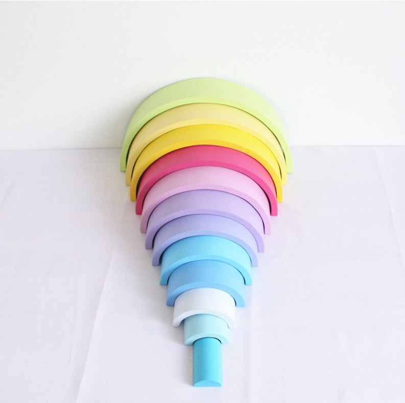 Puzzle Großes 12-teiliges Bogenbrücken-Regenbogen-Baustein-Spielzeug für die frühkindliche Bildung