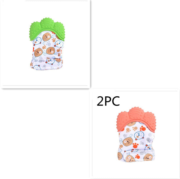 Mordedor para bebé, guantes molares de silicona antimordeduras, juguetes con sonido para niños