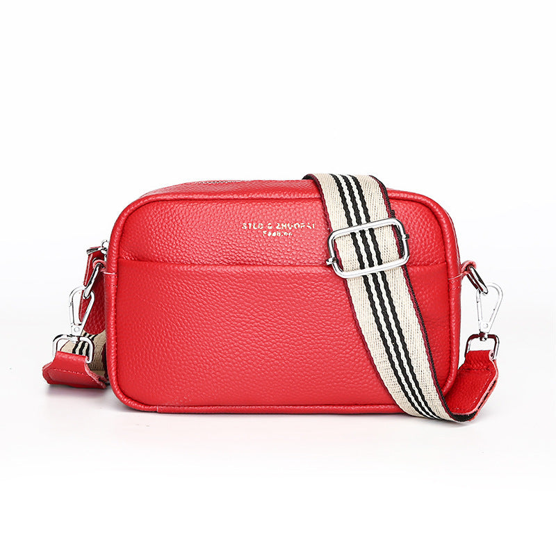 Bolso bandolera sencillo de moda con capa superior de piel de vaca, pequeño bolso cuadrado