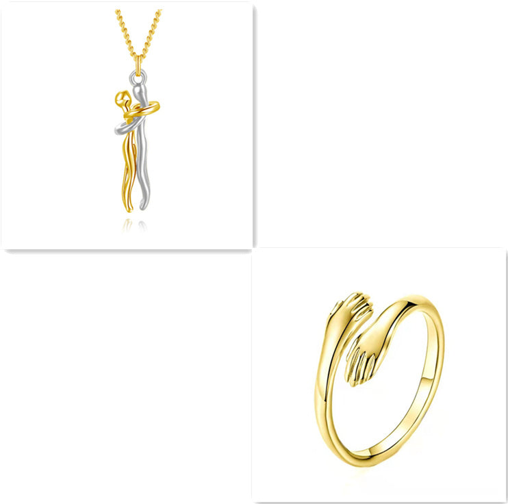 Liebe Umarmung Halskette Unisex Männer Frauen Paar Schmuck einfaches Temperament Schlüsselbein Kette Valentinstag Liebhaber Geschenk 