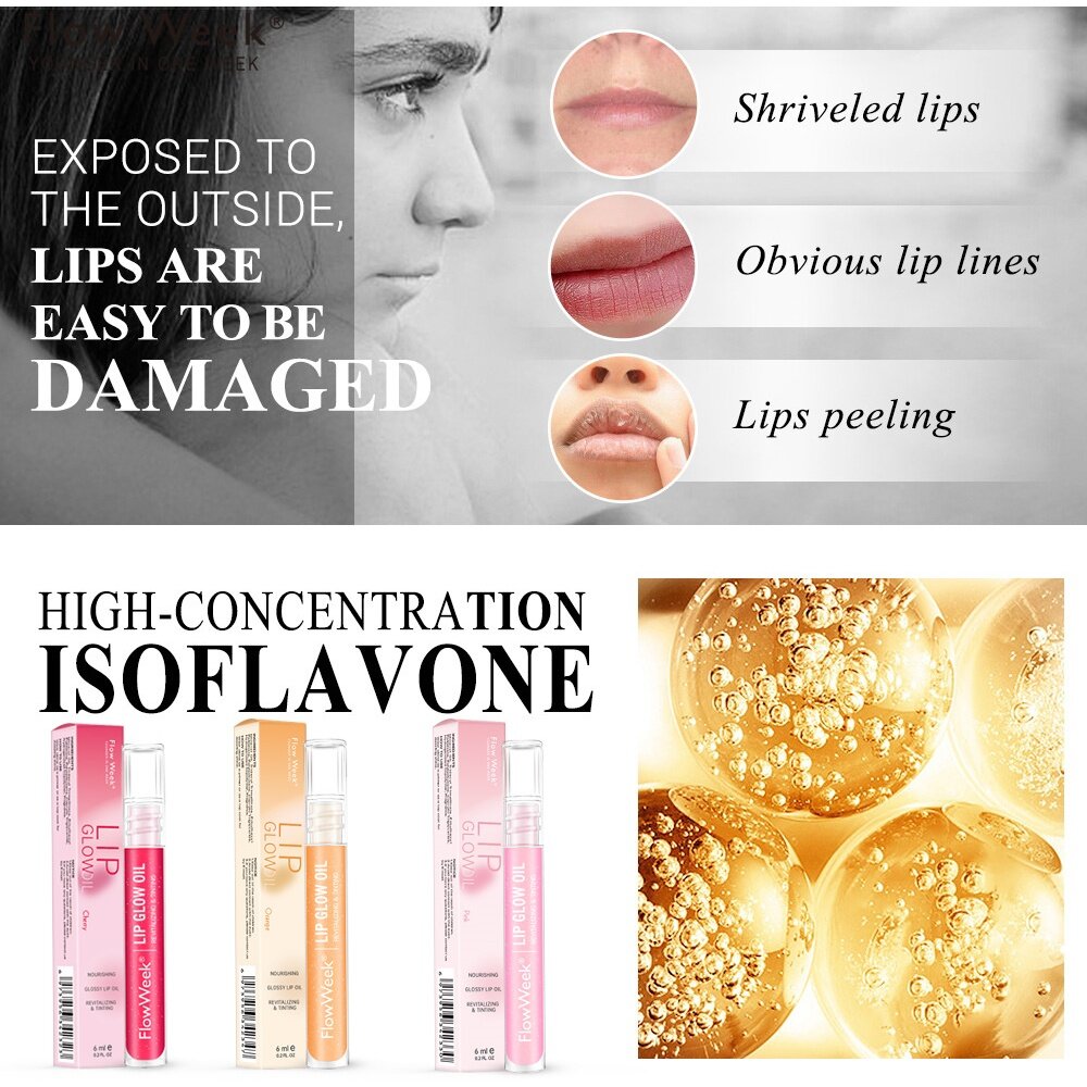 FlowWeek Lip Gloss Moisturizing Lip Plumper Gloss Universal Lip Luminizer Long Lasting Glitter Liquid Lipstick 3Colors