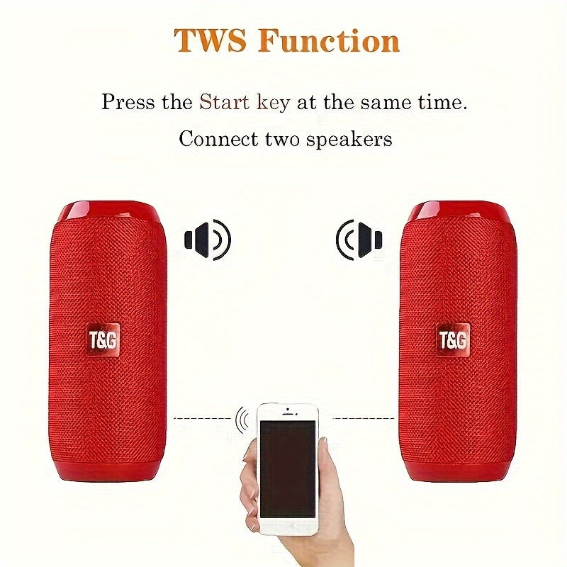Portable Wireless Bass Speaker with Subwoofer, TWS Stereo, Aux & USB Input, 3D Surround Sound, Hands-Free Calling, FM Radio, TG117