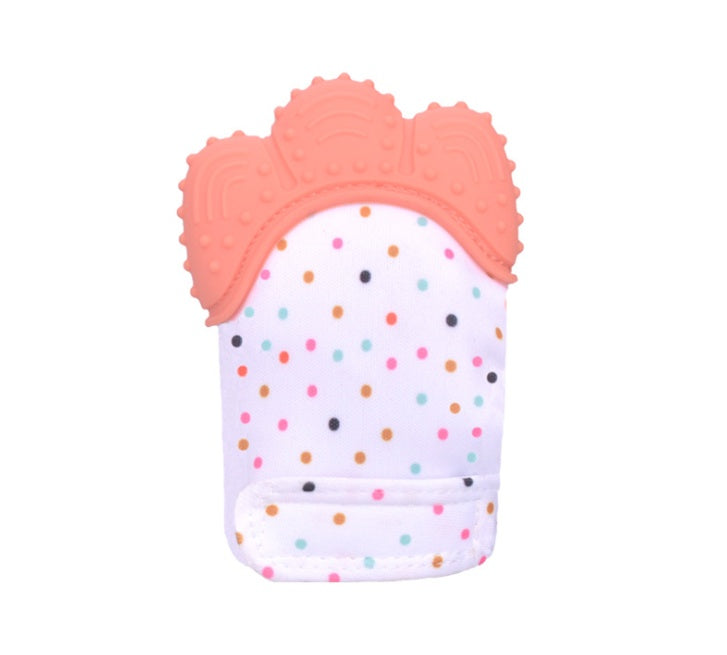 Mordedor para bebé, guantes molares de silicona antimordeduras, juguetes con sonido para niños