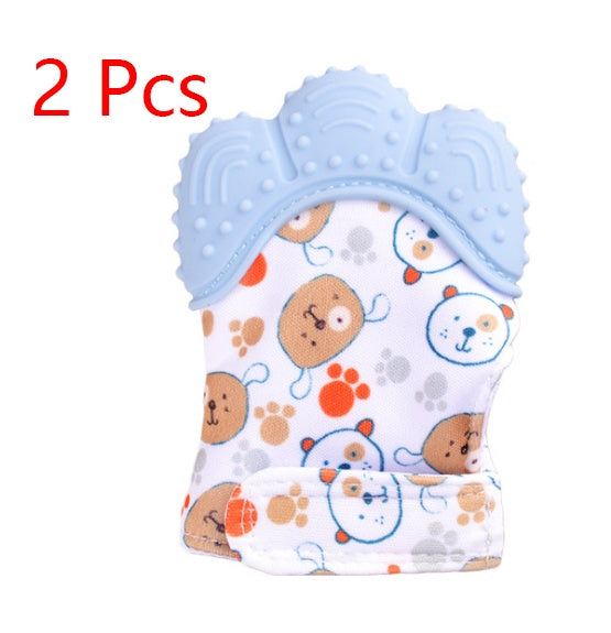 Mordedor para bebé, guantes molares de silicona antimordeduras, juguetes con sonido para niños