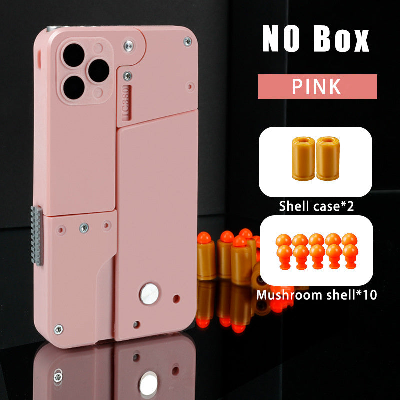 Klapppistole, Kugel, automatisches Wurfspielzeug, kreatives weiches Kugelspielzeug, Handy-Aussehen, Pistole, interaktives Outdoor-Geschenk für Kinder