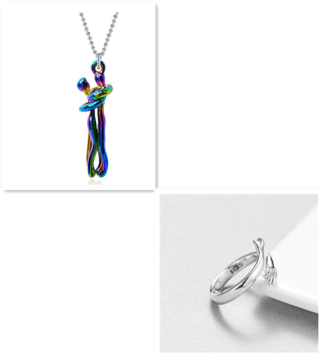 Liebe Umarmung Halskette Unisex Männer Frauen Paar Schmuck einfaches Temperament Schlüsselbein Kette Valentinstag Liebhaber Geschenk 