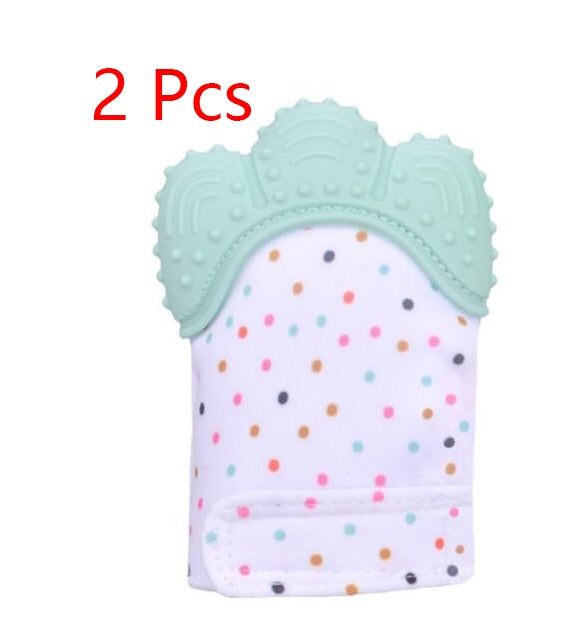 Mordedor para bebé, guantes molares de silicona antimordeduras, juguetes con sonido para niños