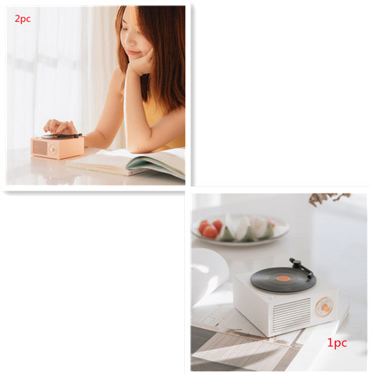 Mini altavoz portátil inalámbrico con Bluetooth y fonógrafo retro 