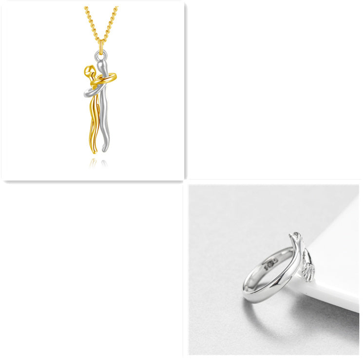 Liebe Umarmung Halskette Unisex Männer Frauen Paar Schmuck einfaches Temperament Schlüsselbein Kette Valentinstag Liebhaber Geschenk 