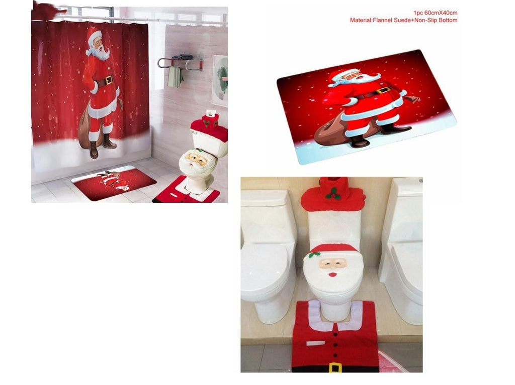 Frohe Weihnachten Badezimmer Vorhang Weihnachtsmann WC-Sitz Weihnachtsdekorationen