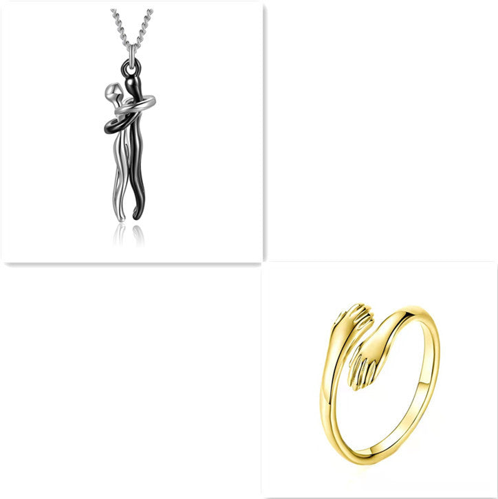 Liebe Umarmung Halskette Unisex Männer Frauen Paar Schmuck einfaches Temperament Schlüsselbein Kette Valentinstag Liebhaber Geschenk 