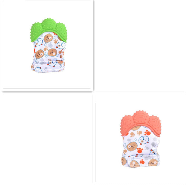 Mordedor para bebé, guantes molares de silicona antimordeduras, juguetes con sonido para niños