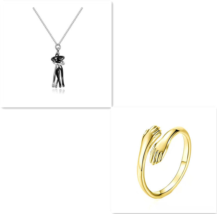 Liebe Umarmung Halskette Unisex Männer Frauen Paar Schmuck einfaches Temperament Schlüsselbein Kette Valentinstag Liebhaber Geschenk 