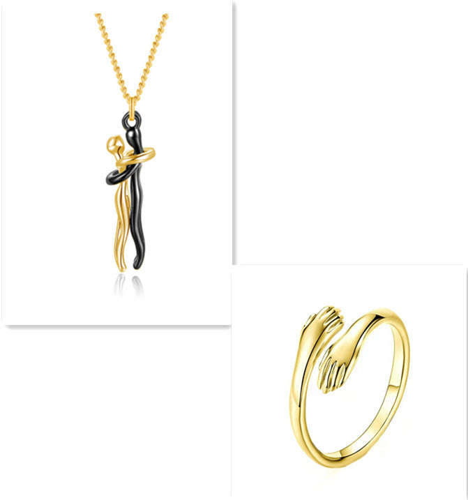 Liebe Umarmung Halskette Unisex Männer Frauen Paar Schmuck einfaches Temperament Schlüsselbein Kette Valentinstag Liebhaber Geschenk 