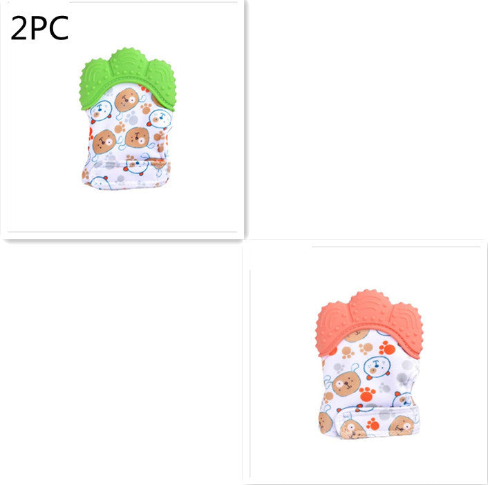 Mordedor para bebé, guantes molares de silicona antimordeduras, juguetes con sonido para niños