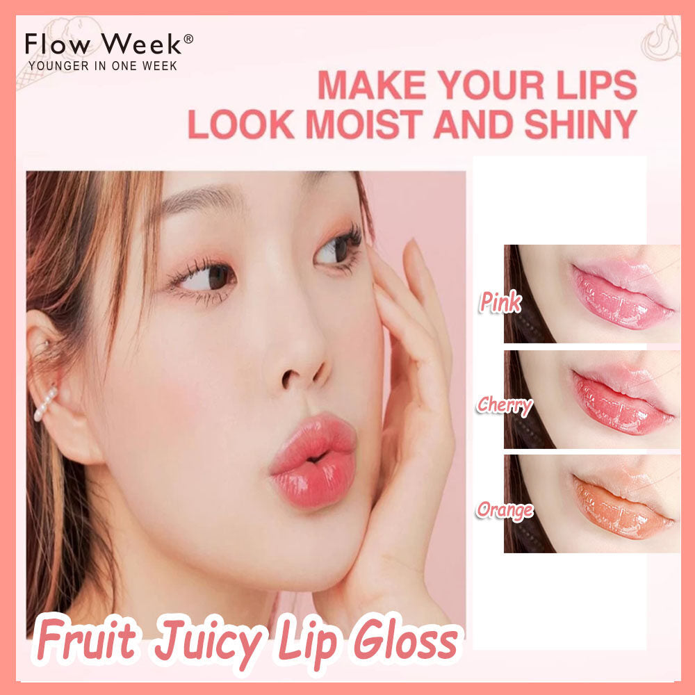 FlowWeek Lip Gloss Moisturizing Lip Plumper Gloss Universal Lip Luminizer Long Lasting Glitter Liquid Lipstick 3Colors
