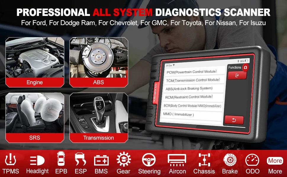 Kingbolen S6 OBD2 Scanner, Bluetooth All System Code Reader Car Diagnostic Tool,Auto-VIN 28+ Maintenance SAS/BMS/TPMS Scan Tool