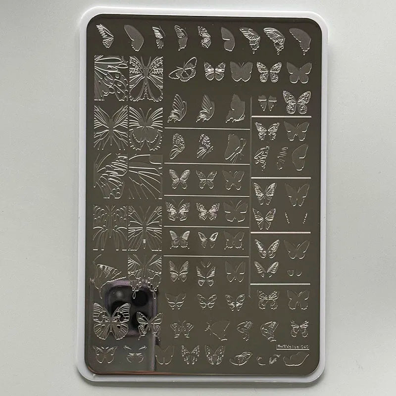 XMQ Nail Art Stamping Platten Schmetterling Designs Blumen Vorlagen