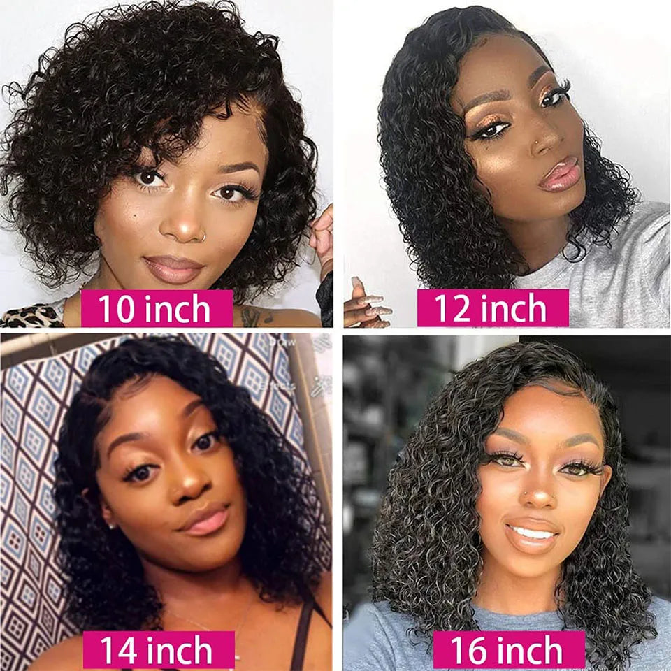 Glueless Wig Human Hair Ready To Wear Deep Wave Frontal Wig Short Curly Bob Wig Human Hair 4x4 13x4 Lace Front Human Hair 180%