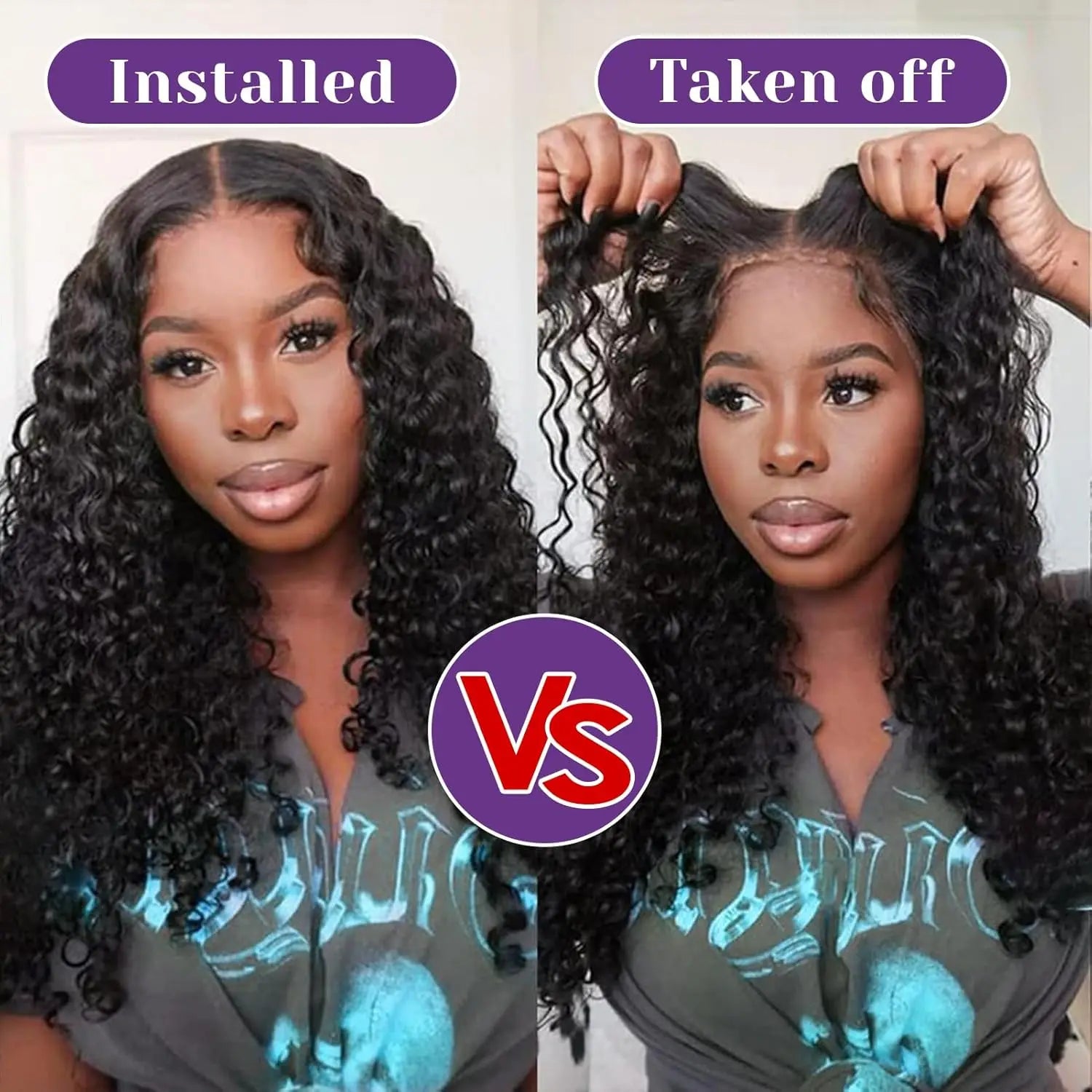 Glueless Wig Human Hair Ready To Wear Deep Wave Frontal Wig Short Curly Bob Wig Human Hair 4x4 13x4 Lace Front Human Hair 180%