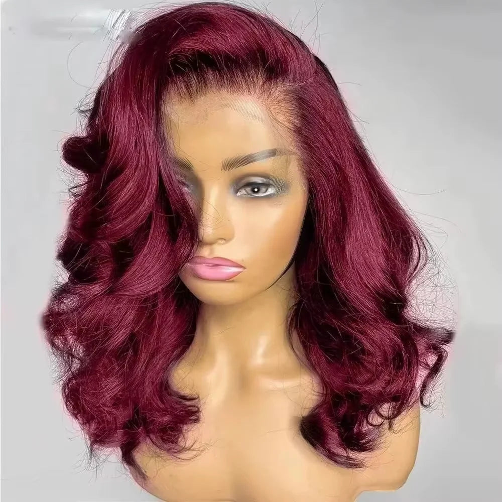 Body Bob Wig 99J Burgundy Body Wave Human Hair 13X4 Lace Front Wigs HD Lace Frontal Wigs Pre Plucked Frontal Wigs Human Hair