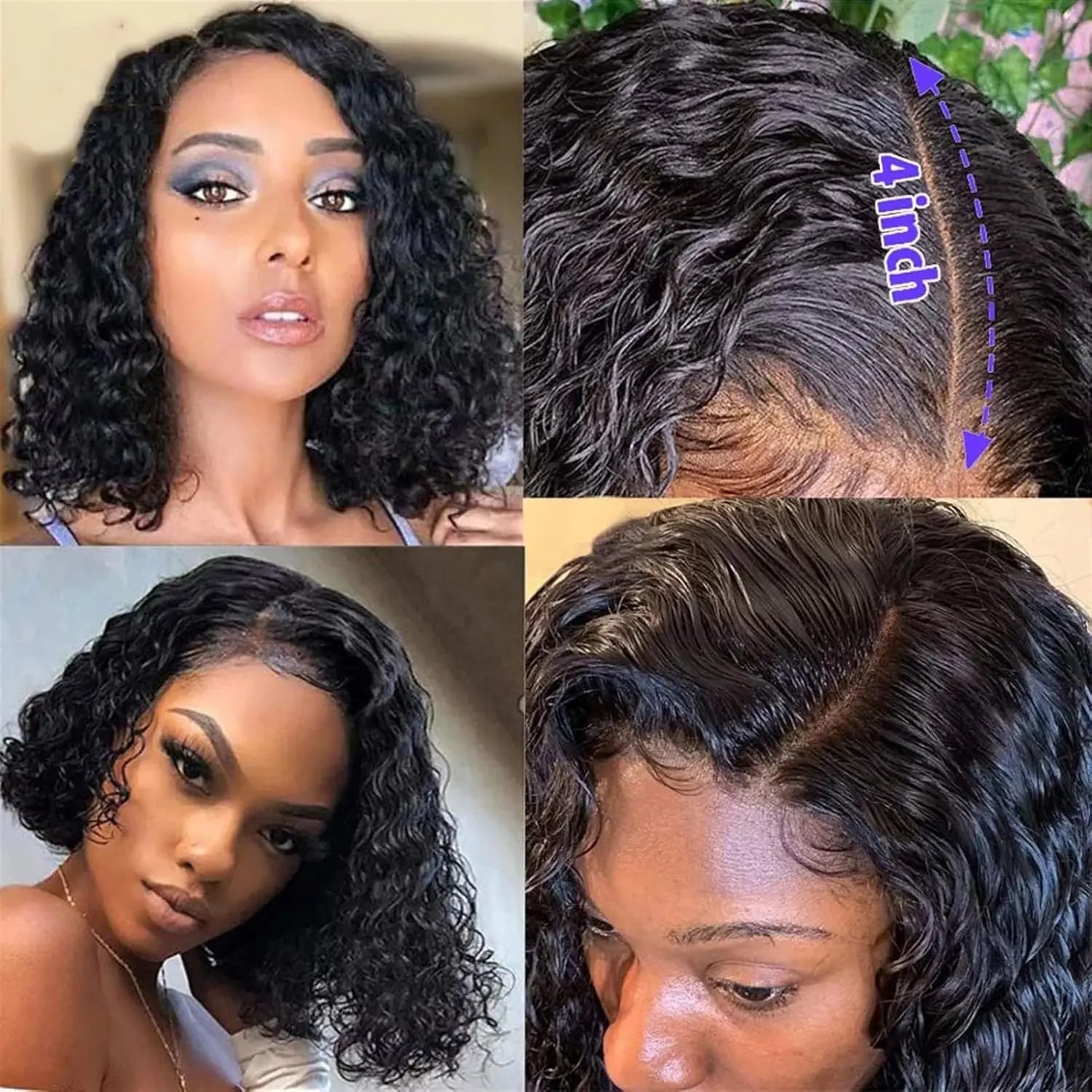 Glueless Wig Human Hair Ready To Wear Deep Wave Frontal Wig Short Curly Bob Wig Human Hair 4x4 13x4 Lace Front Human Hair 180%