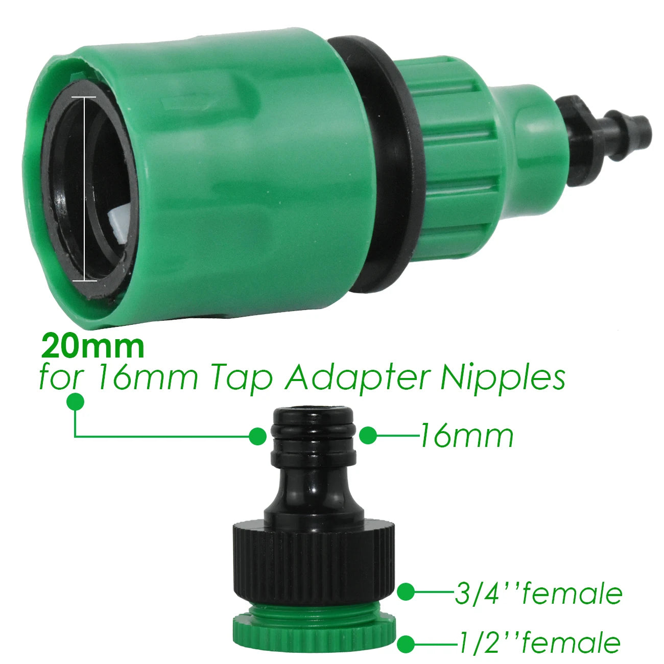 Adaptador de acoplamiento rápido KESLA de 2 piezas con conector de púas de 1/4 (ID 4 mm) o 3/8 de pulgada (8 mm) para riego de jardines, riego de invernaderos