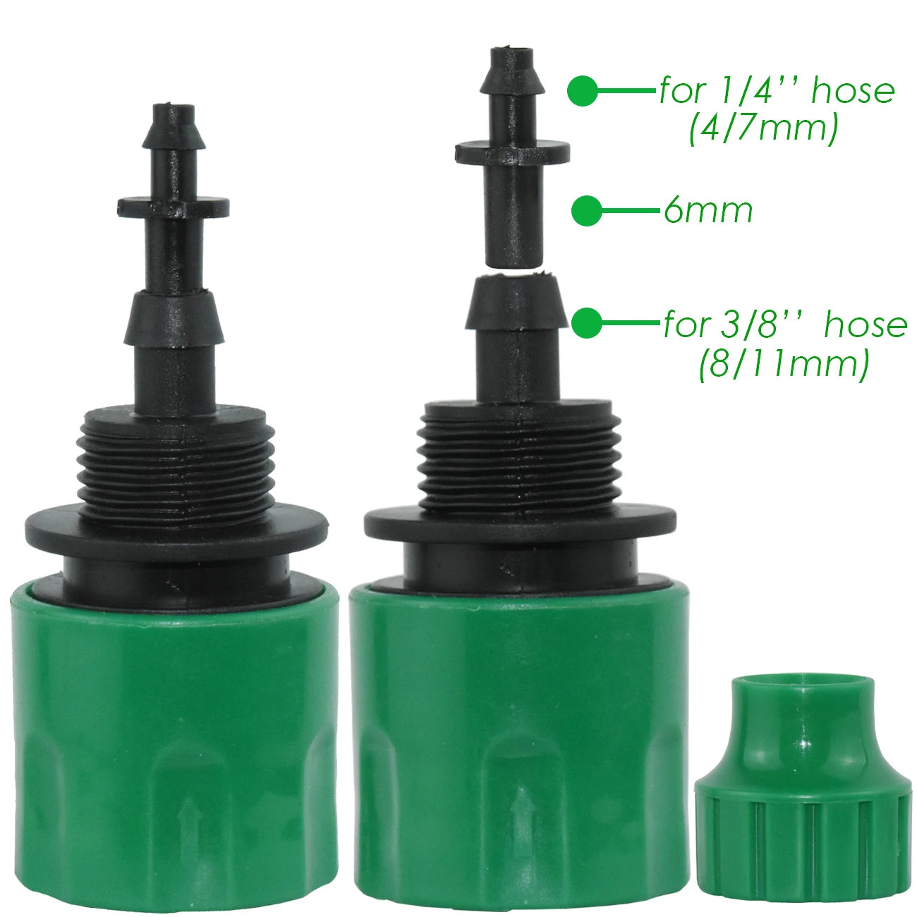 Adaptador de acoplamiento rápido KESLA de 2 piezas con conector de púas de 1/4 (ID 4 mm) o 3/8 de pulgada (8 mm) para riego de jardines, riego de invernaderos
