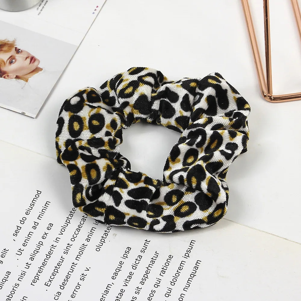 Leopard Printed Hair Tie Striped Lady Scrunchies Ponytail Hair Female Girls Holder Rope Bands For Women Ladies Hair Accessories