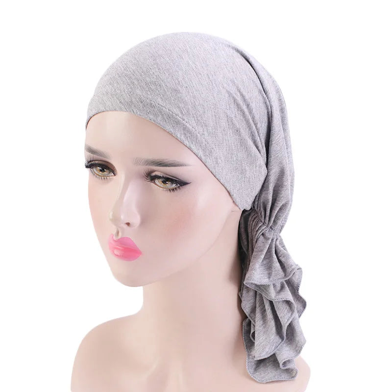 Bufanda de algodón de bambú musulmana preatada, gorros para quimioterapia, accesorios para el cabello para mujeres, pañuelos para el cáncer, pañuelo para la cabeza, sombrero pirata, tocado