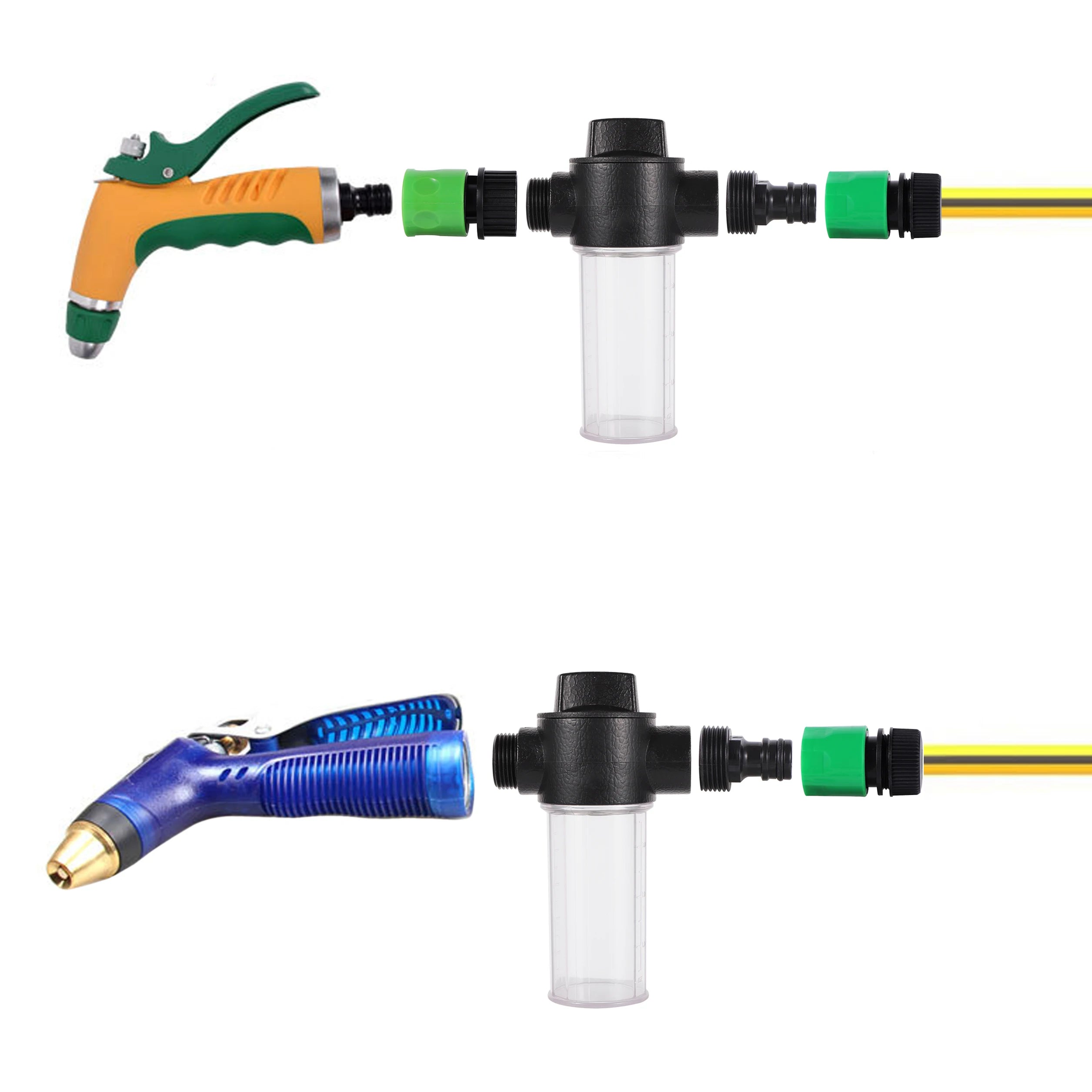 Pistola de agua para lavado de autos multifuncional para el hogar, botella de espuma de nieve de 100 ml, lanza rociadora, boquilla de manguera de espuma para lavado de autos, pistola de chorro de agua
