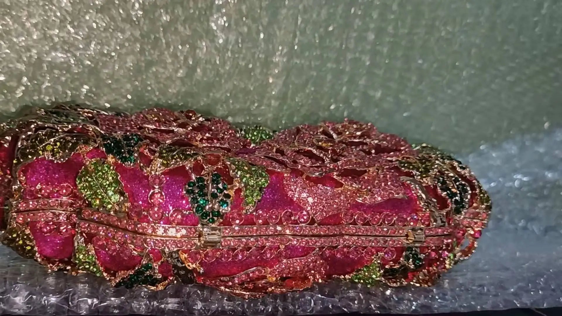 XIYUAN Bolsos de mano con forma de rosa floreciente para mujer, de cristal, para boda, novia, cena formal, banquete, bolsos de mano con diamantes, bolsos de noche para fiesta