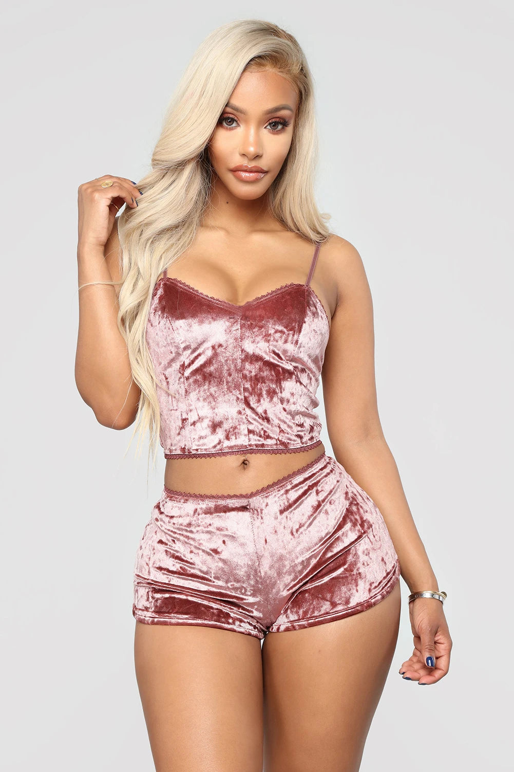 Women 2 piece set Velvet Sleepwear Sexy Spaghetti Strap Shorts Pajama Set Ladies Sleepwear Female Pajama Party Two Piece Set hot