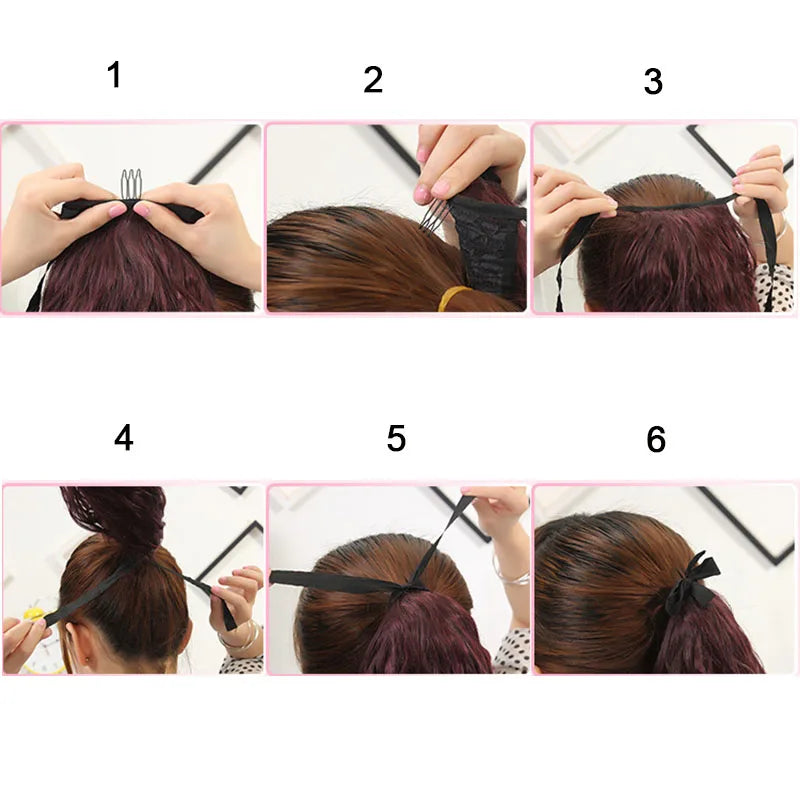 Jeedou Synthetic Long Kinky Curly Hair Ribbon Ponytail Extension Brown Blue Pink Purple Naturl Color Ponytails