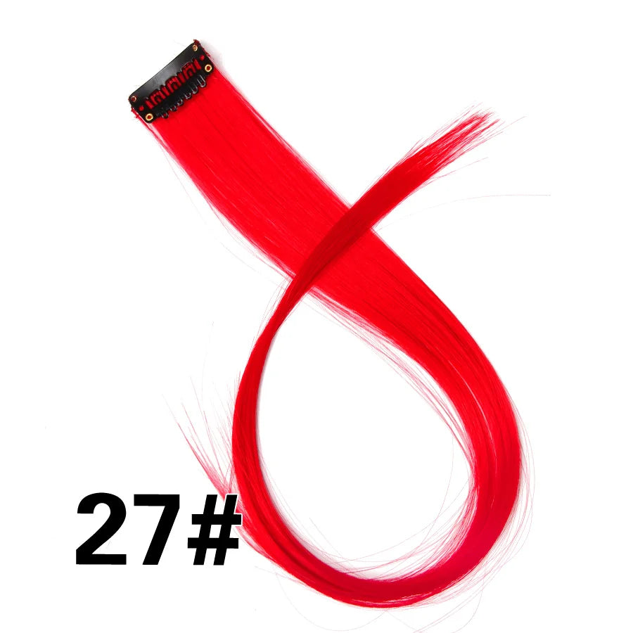 Synthetic Clip In One Pieces Raiinbow Hair Extensions  Straight Synthetic Hair Pieces 18" Long  Ombre Hair Pink Purple Red Blue