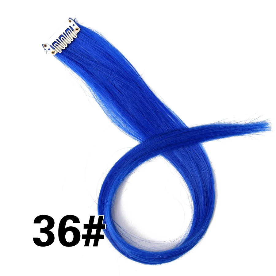 Synthetic Clip In One Pieces Raiinbow Hair Extensions  Straight Synthetic Hair Pieces 18" Long  Ombre Hair Pink Purple Red Blue