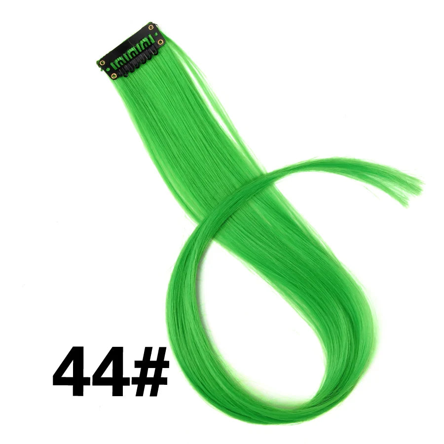 Synthetic Clip In One Pieces Raiinbow Hair Extensions  Straight Synthetic Hair Pieces 18" Long  Ombre Hair Pink Purple Red Blue