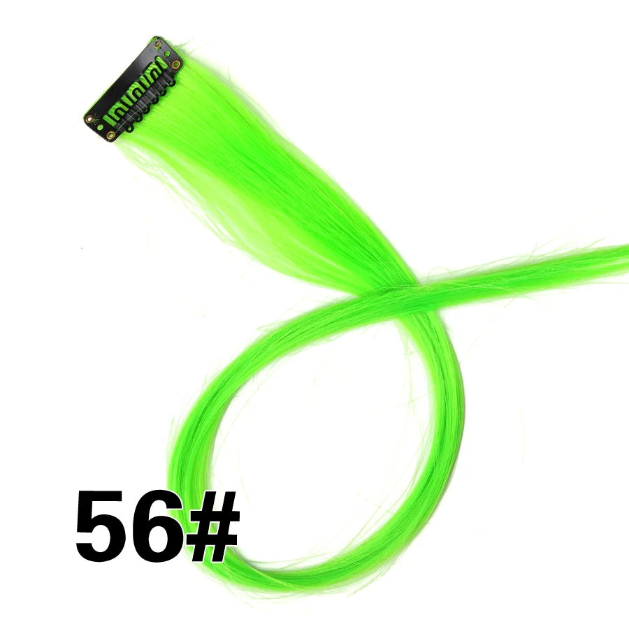 Synthetic Clip In One Pieces Raiinbow Hair Extensions  Straight Synthetic Hair Pieces 18" Long  Ombre Hair Pink Purple Red Blue