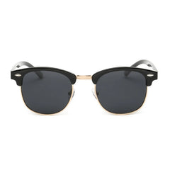 Gafas de sol polarizadas de media montura para hombre y mujer, gafas de sol de marca de lujo de diseñador, gafas de sol retro con remaches y espejo, gafas de sol de metal