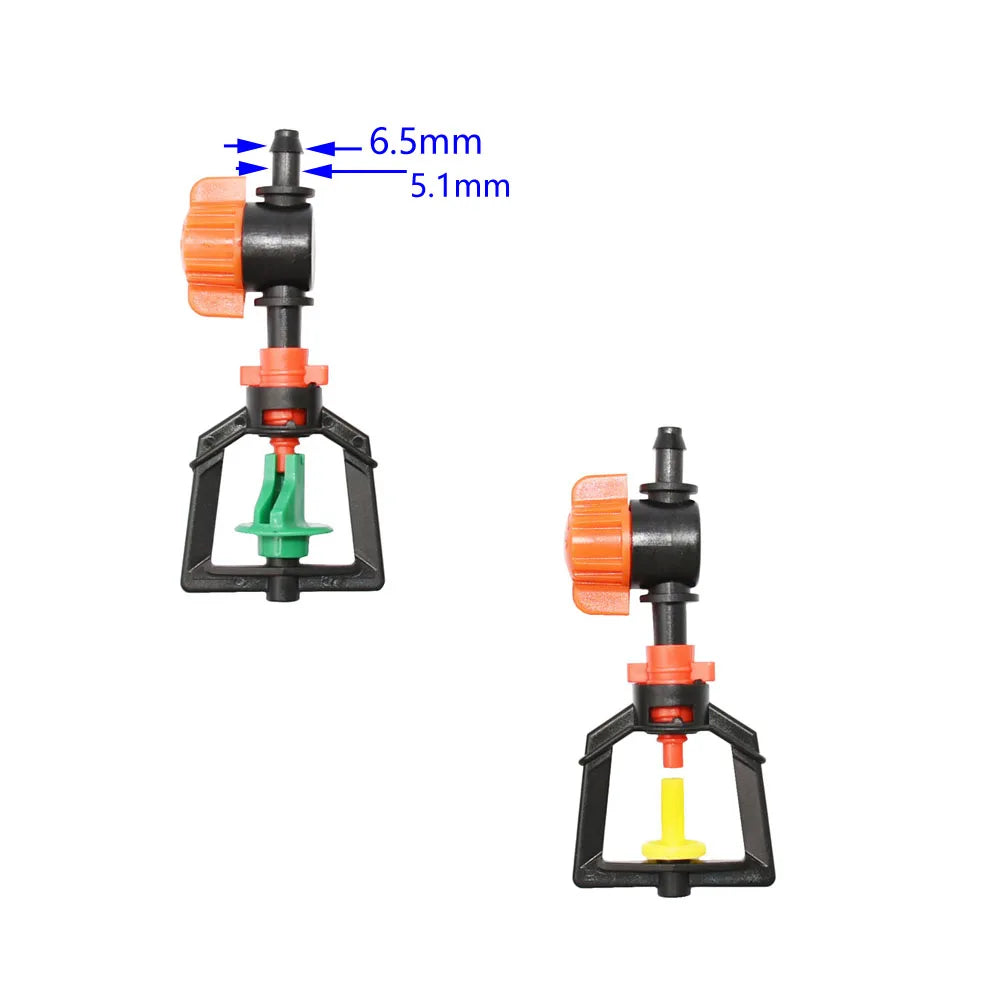 5 aspersores giratorios de 360 ​​grados con microboquilla de refracción para jardín, sistema de riego por goteo, humidificador colgante