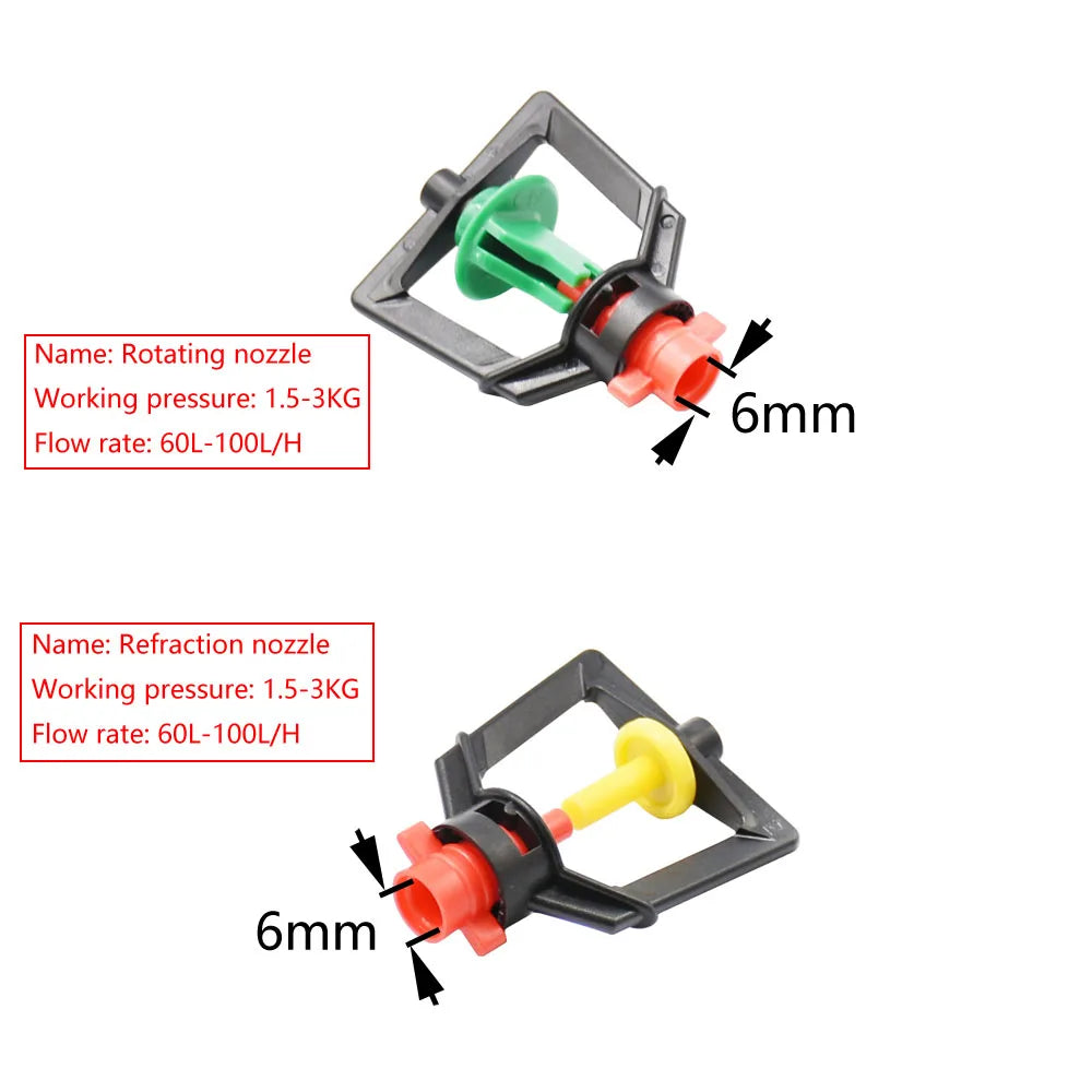 5 aspersores giratorios de 360 ​​grados con microboquilla de refracción para jardín, sistema de riego por goteo, humidificador colgante