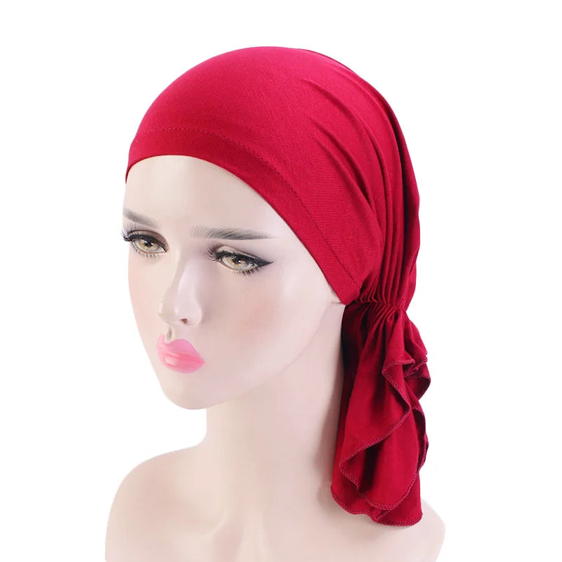 Bufanda de algodón de bambú musulmana preatada, gorros para quimioterapia, accesorios para el cabello para mujeres, pañuelos para el cáncer, pañuelo para la cabeza, sombrero pirata, tocado