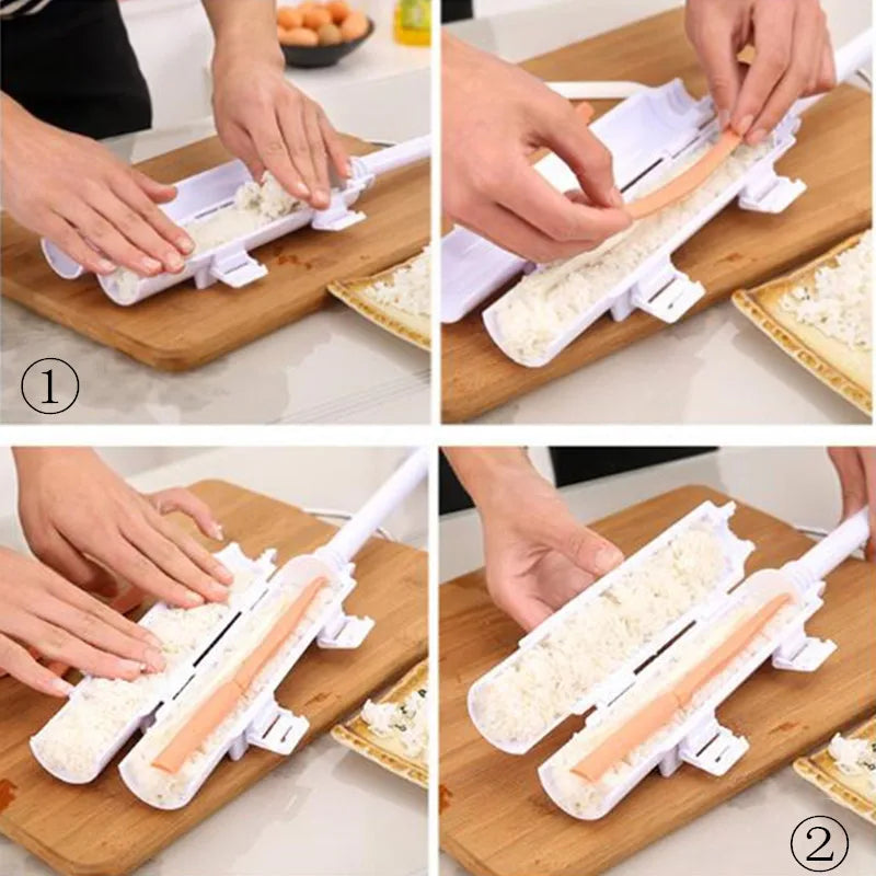 Quick Sushi Maker Japanese Roller Rice Mold Bazooka Vegetable Meat Rolling DIY Sushi Making Machine Home Kitchen Gadgets Tools