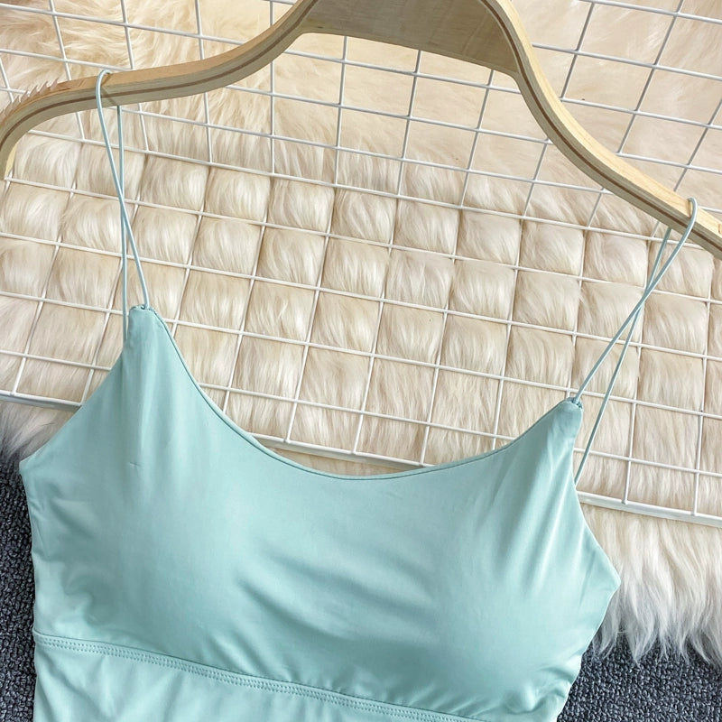 Women Crop Tops Sexy Solid Color Camisole Ice Silk Tube Top Seamless Sports Tank Top Wireless Underwear Padded Bra Bralette Vest