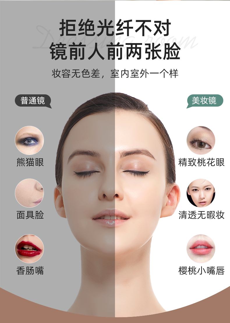 Cosmetic Mirror Portable Foldable Ins Portable Mirror LED Light Student Dormitory Female Storage Box Integrated