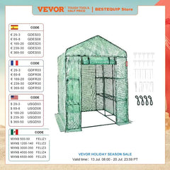 Invernadero VEVOR Walk-In Green House con estantes, cubierta de PE de alta resistencia con puertas y ventanas y marco de acero para plantar