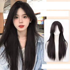 YANKUN 60cm Korean Ins Style Long Wig for Women Big Wave Curly Hair Nature High-quality Wigs with Hairnet Simulate Hair Atmosphe
