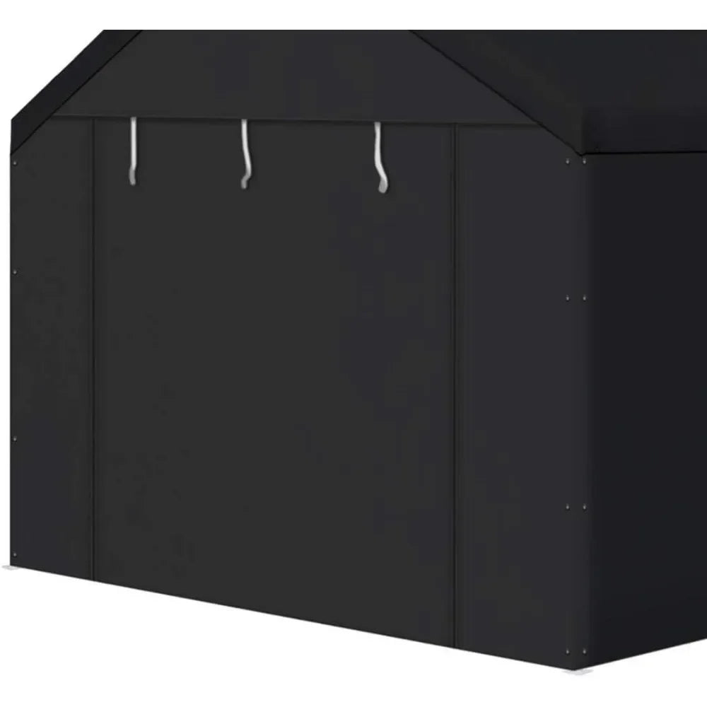 Carpa para garaje portátil duradera Canopy Domain de 10 x 20 pies con paredes laterales, cremalleras dobles y puerta enrollable, color negro
