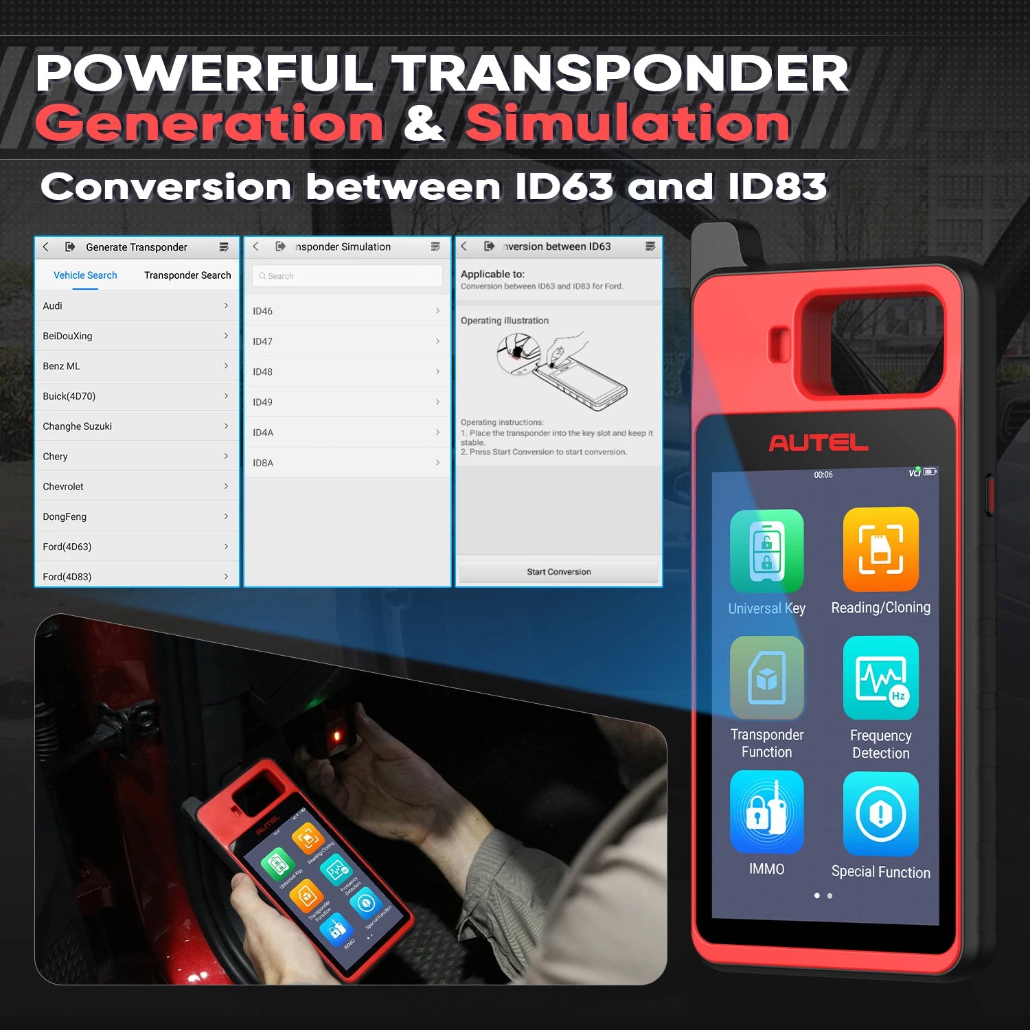 Autel MaxiIM KM100 KM100X Key Fob Programming Tools Auto key Programmer 60s Key Generation OBD IMMO Key Learning Key Free Update