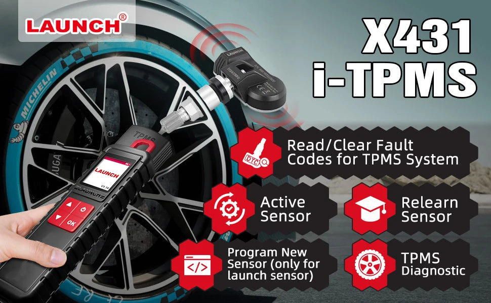 2025 LAUNCH X431 I-TPMS Car Tire Pressure Diagnostic Tool Relearn Active Program 315/433Mhz Sensor for Android /X431 V pk TSGUN